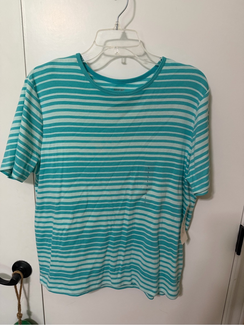 Striped Teal & White Short Sleeve Tee